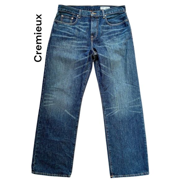 Cremieux Premium Denim SZ 35/32 Relaxed Fit Dark Denim Blue Jeans - Picture 1 of 11